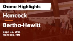 Hancock  vs Bertha-Hewitt  Game Highlights - Sept. 30, 2023
