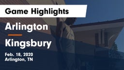 Arlington  vs Kingsbury Game Highlights - Feb. 18, 2020