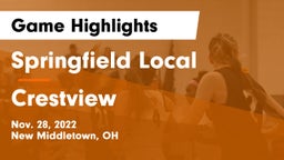 Springfield Local  vs Crestview  Game Highlights - Nov. 28, 2022