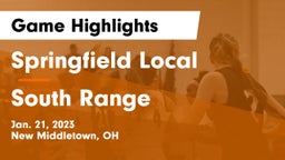 Springfield Local  vs South Range Game Highlights - Jan. 21, 2023