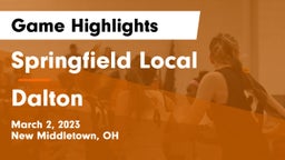 Springfield Local  vs Dalton  Game Highlights - March 2, 2023