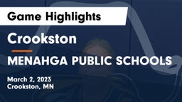 Crookston  vs MENAHGA PUBLIC SCHOOLS Game Highlights - March 2, 2023