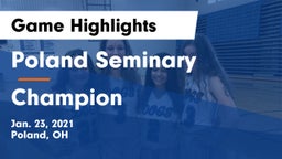 Poland Seminary  vs Champion  Game Highlights - Jan. 23, 2021