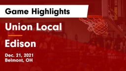 Union Local  vs Edison  Game Highlights - Dec. 21, 2021