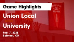 Union Local  vs University  Game Highlights - Feb. 7, 2023