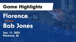 Florence  vs Bob Jones  Game Highlights - Jan. 11, 2022