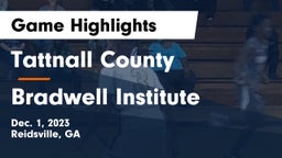 Tattnall County  vs Bradwell Institute Game Highlights - Dec. 1, 2023