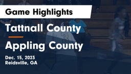 Tattnall County  vs Appling County  Game Highlights - Dec. 15, 2023