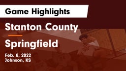 Stanton County  vs Springfield  Game Highlights - Feb. 8, 2022