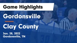 Gordonsville  vs Clay County  Game Highlights - Jan. 28, 2022