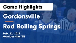 Gordonsville  vs Red Boiling Springs  Game Highlights - Feb. 22, 2022