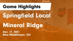 Springfield Local  vs Mineral Ridge  Game Highlights - Dec. 17, 2021
