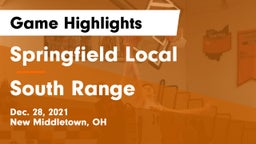 Springfield Local  vs South Range Game Highlights - Dec. 28, 2021