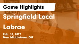 Springfield Local  vs Labrae Game Highlights - Feb. 18, 2022