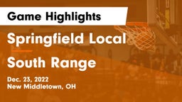 Springfield Local  vs South Range Game Highlights - Dec. 23, 2022
