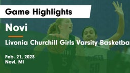 Novi  vs Livonia Churchill Girls Varsity Basketball Game Highlights - Feb. 21, 2023