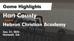 Hart County  vs Hebron Christian Academy  Game Highlights - Jan. 31, 2023