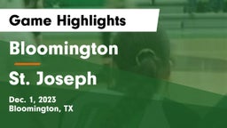 Bloomington  vs St. Joseph  Game Highlights - Dec. 1, 2023