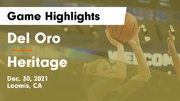 Del Oro  vs Heritage  Game Highlights - Dec. 30, 2021