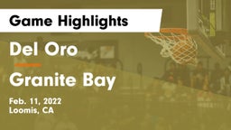 Del Oro  vs Granite Bay Game Highlights - Feb. 11, 2022