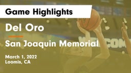 Del Oro  vs San Joaquin Memorial  Game Highlights - March 1, 2022