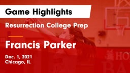Resurrection College Prep  vs Francis Parker Game Highlights - Dec. 1, 2021