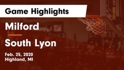 Milford  vs South Lyon  Game Highlights - Feb. 25, 2020