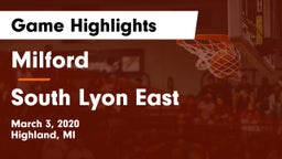 Milford  vs South Lyon East  Game Highlights - March 3, 2020