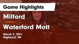 Milford  vs Waterford Mott Game Highlights - March 2, 2021