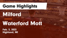 Milford  vs Waterford Mott Game Highlights - Feb. 3, 2023