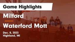 Milford  vs Waterford Mott Game Highlights - Dec. 8, 2023