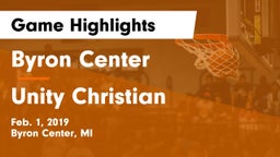 Byron Center  vs Unity Christian  Game Highlights - Feb. 1, 2019
