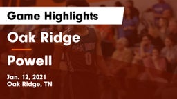 Oak Ridge  vs Powell  Game Highlights - Jan. 12, 2021