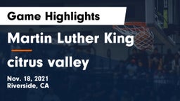 Martin Luther King  vs citrus valley Game Highlights - Nov. 18, 2021