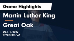 Martin Luther King  vs Great Oak  Game Highlights - Dec. 1, 2022