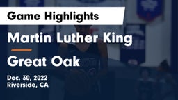 Martin Luther King  vs Great Oak  Game Highlights - Dec. 30, 2022