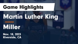 Martin Luther King  vs Miller  Game Highlights - Nov. 18, 2023