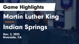 Martin Luther King  vs Indian Springs  Game Highlights - Dec. 2, 2023