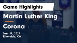 Martin Luther King  vs Corona  Game Highlights - Jan. 17, 2024