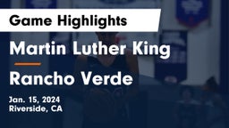 Martin Luther King  vs Rancho Verde  Game Highlights - Jan. 15, 2024