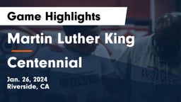 Martin Luther King  vs Centennial  Game Highlights - Jan. 26, 2024