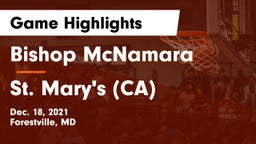 Bishop McNamara  vs St. Mary's (CA) Game Highlights - Dec. 18, 2021