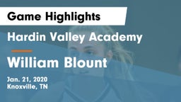 Hardin Valley Academy vs William Blount  Game Highlights - Jan. 21, 2020