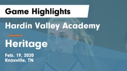 Hardin Valley Academy vs Heritage  Game Highlights - Feb. 19, 2020