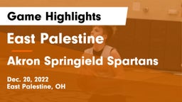 East Palestine  vs Akron Springield Spartans Game Highlights - Dec. 20, 2022