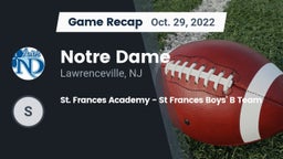 Recap: Notre Dame  vs. St. Frances Academy  - St Frances Boys' B Team 2022