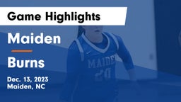 Maiden  vs Burns  Game Highlights - Dec. 13, 2023