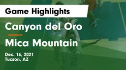 Canyon del Oro  vs Mica Mountain  Game Highlights - Dec. 16, 2021