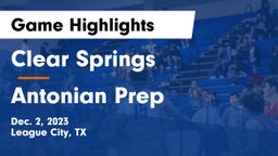 Clear Springs  vs Antonian Prep  Game Highlights - Dec. 2, 2023