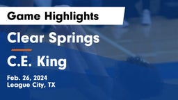 Clear Springs  vs C.E. King  Game Highlights - Feb. 26, 2024